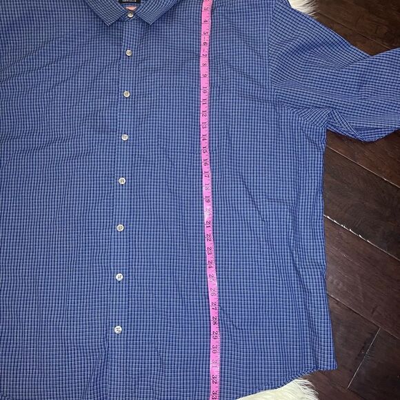VanHeusen blue checkered collared button down sz 4XL (21-21.5) - Picture 4 of 5